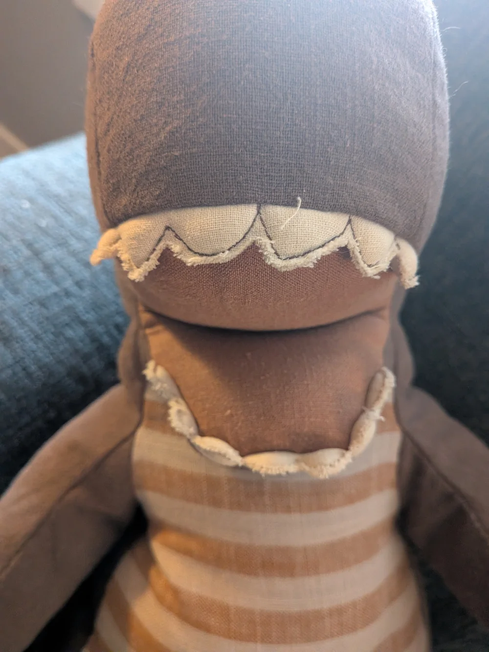 Maileg Gantosaurus Plush Dinosaur Big Large Chocolate Brown Striped Belly 17" - Picture 8 of 10